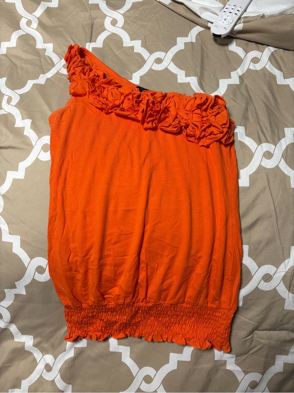Timing One-Shoulder Ruffle Top in Bright Orange